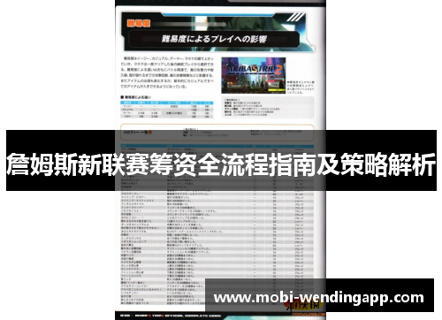 詹姆斯新联赛筹资全流程指南及策略解析