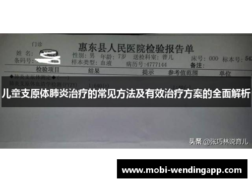 儿童支原体肺炎治疗的常见方法及有效治疗方案的全面解析