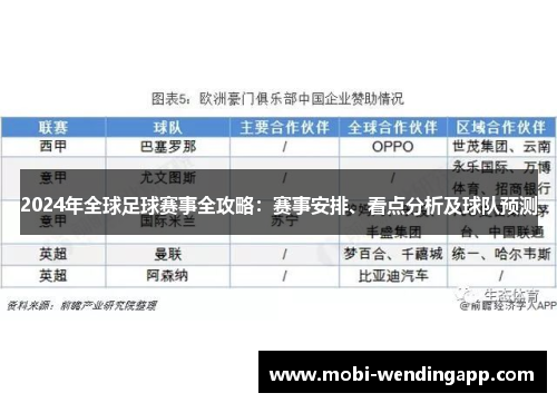 2024年全球足球赛事全攻略：赛事安排、看点分析及球队预测