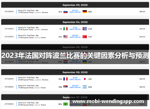 2023年法国对阵波兰比赛的关键因素分析与预测
